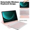 360 Rotating Keyboard Case for Samsung Galaxy Tab S9 FE+ 12.4 inch, Vertical Stand Magnetic Detachable Keyboard Slim Folio Smart Cover with KeyboardPink view 4