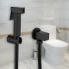 FINLIX Handheld Bidet Sprayer for Toilet Brass Bathroom Cloth Diaper Sprayer Set with Single Cold Water, Wall Mount Toilet Bidet Sprayer Kit for Feminine Hygiene,Black (Color : Black) view 2