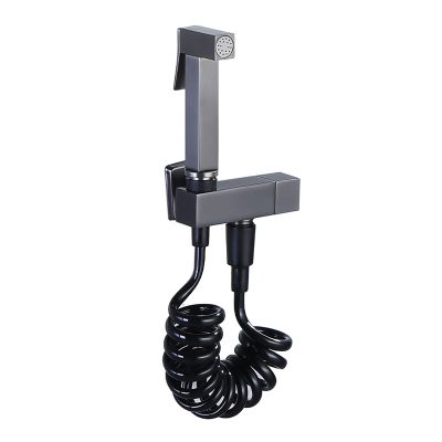 FINLIX Handheld Bidet Sprayer for Toilet, Brass Wall Mounted Bathroom Cloth Diaper Sprayer Set Brushed Gray Single Cold Water Toilet Bidet Sprayer Kit for Personal Hygiene,PVC Hose (Color : PVC Hose)
