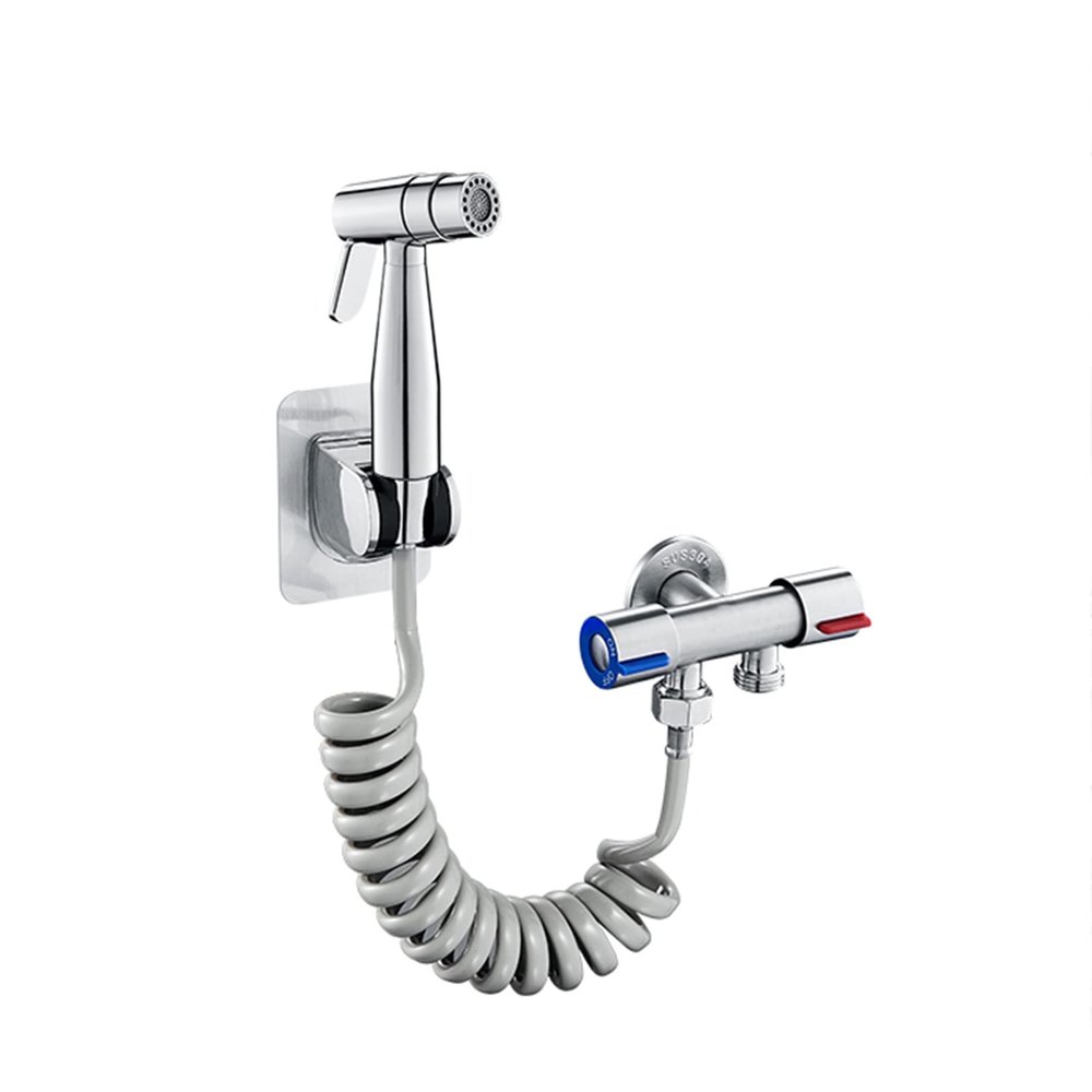 FINLIX Handheld Bidet Toilet Sprayer Bidet Sprayer for Toilet Brass Diaper Bidet Toilet Sprayer 2.2m Hose Dual Control Angle Valve for Bathroom