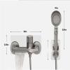 Modern shower set, practical shower set, shower set with hand shower, with rotary thermostat, five-position adjustment, booster spray gun, suitable for bathroom, hotel, pet shop, gym (Color : Gun gra view 2
