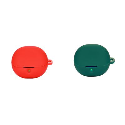2 Pack DAYJOY Soft Silicone Protective Case Cover Compatible with SoundPEATS Clear Earbuds Protective Skin Sleeve with Key Chain (red+Green)