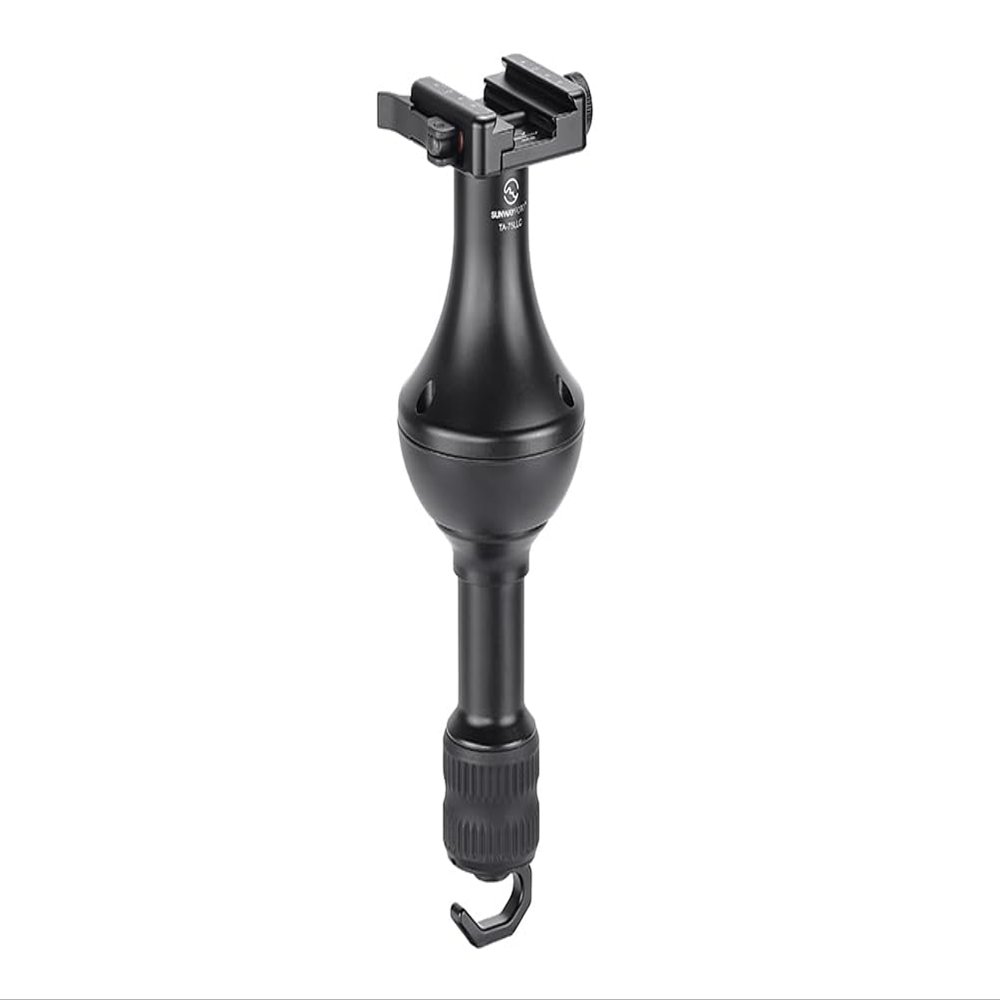 SUNWAYFOTO TA-75LLC 75mm High Rise Leveling Half Ball Adapter + Duo Lever Screw Clamp for Video Bowl Tripod Long Handle + Bubble Level + Sandbag Hook