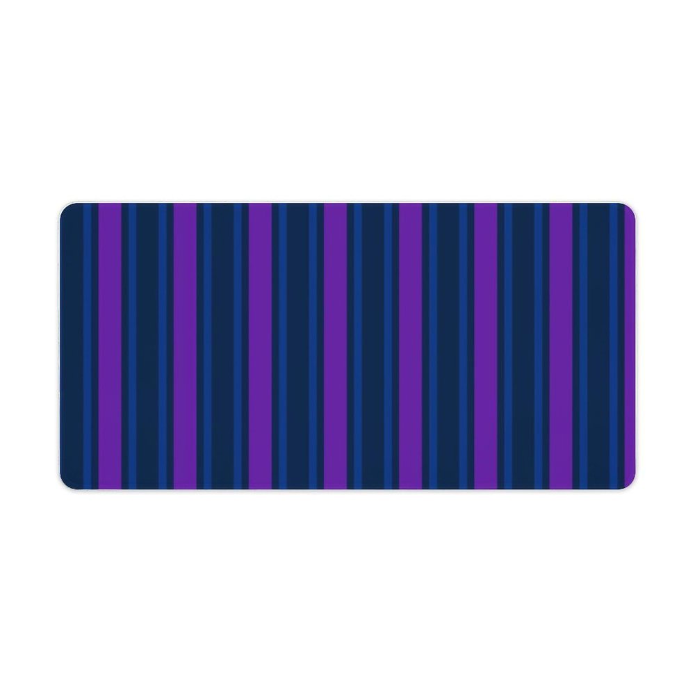 Large Mouse Pads, Blue and Purple Candy Stripes Desk Mat with Stitched Edges Writing Mat for Game or Office - 12" x 24"
