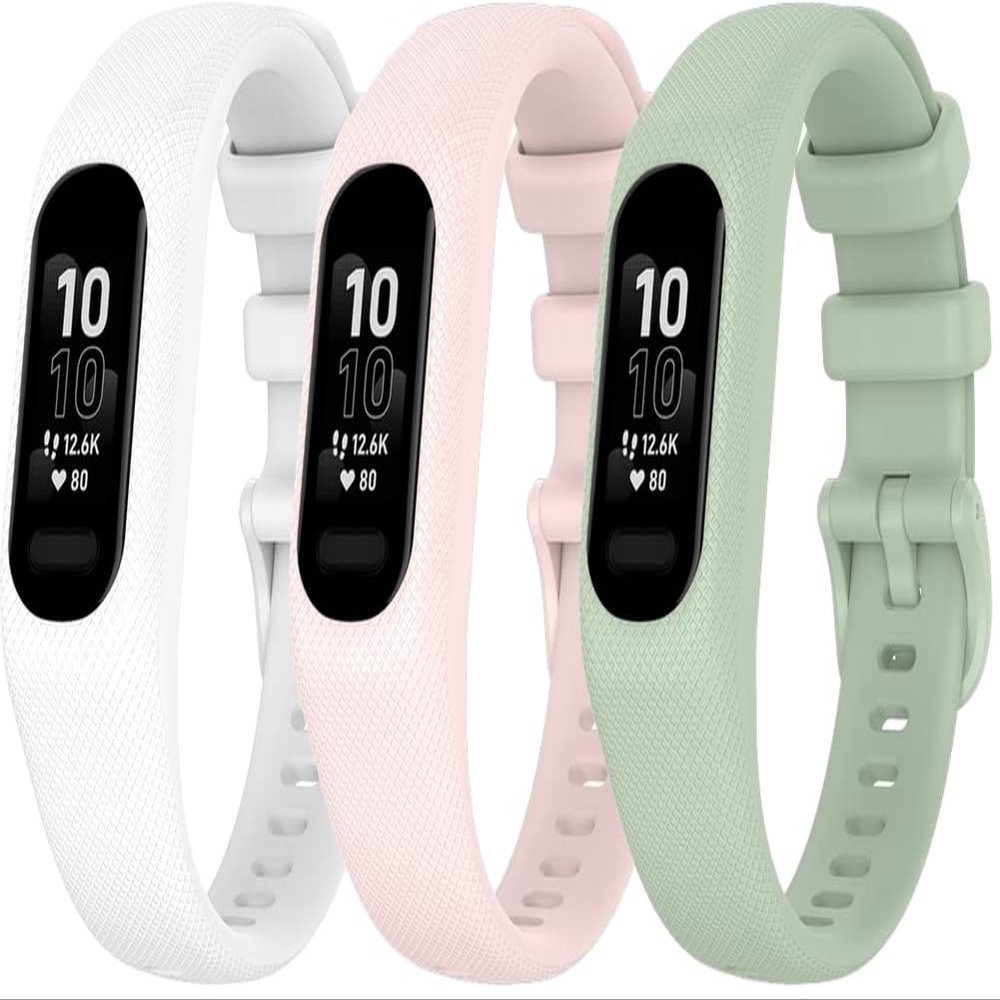 Chainfo compatible with Garmin Vivosmart 5 / Smart 5 Watch Band, Soft Silicone Classic Sport Replacement Watch Band with Stylish Design NO231022 (H [Pack of 3])