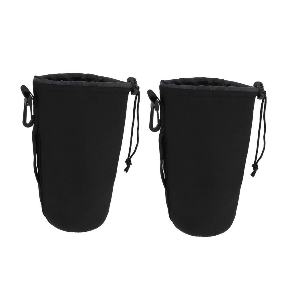 WOFASHPURET 2pcs Flexible Camera Lens Pouch Bag Shockproof Thermal Insulation Protector Xl for Safe Storage and Travel Drawstring Neoprene Design Camera Lens Accessories