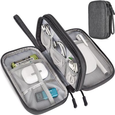 CAOODKDK Electronic Organizer Travel Cable Accessories Bag, Electronic Organizer Case, Waterproof Electronic Accessories Organizer Bag for Power Bank, Charging Cords, USB Cable (Dark Gray)