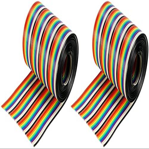 XYWHPGV Flat Cable 40P Rainbow IDC Wire 1.27mm Pitch 1m Long 2pcs(b4111 a2498 63845 c9b9d 0cedd 99f6b