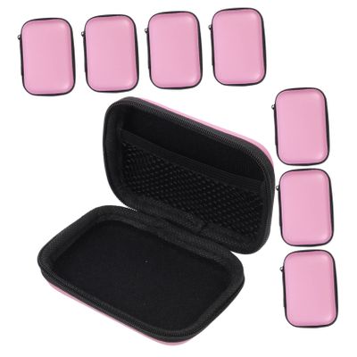 Uonlytech 8pcs Portable Electronic Organizer Bag Double Layer Storage Pouch for Cables Chargers Earphones Lightweight Travel Accessory Case Pink