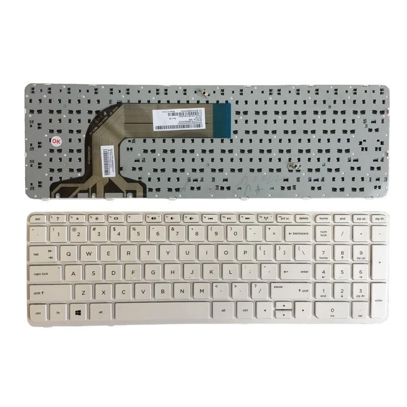ANROI OEM New US Laptop Keyboard for HP Pavilion 17 17E 17N 17-N 17-E R68 AER68U00210 710407-001 720670-251 725365-251 White/Black Accessories (Color : White with Frame)