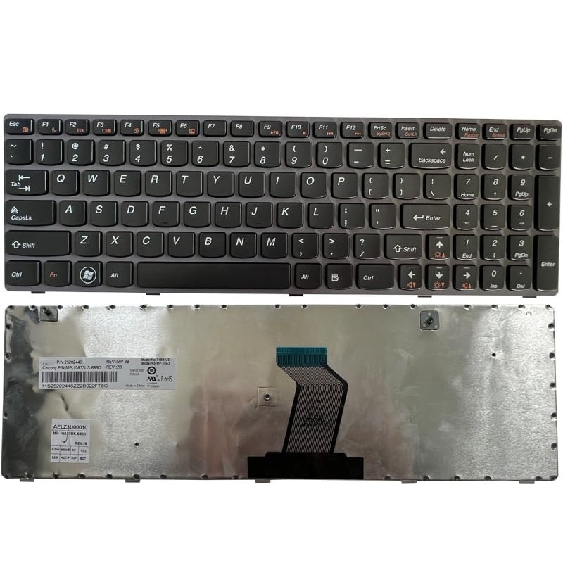 ANROI OEM New US Laptop Keyboard for Lenovo G580 Z580 Z580A G585 Z585 G590 Black/White/Brown Accessories (Color : Brown)
