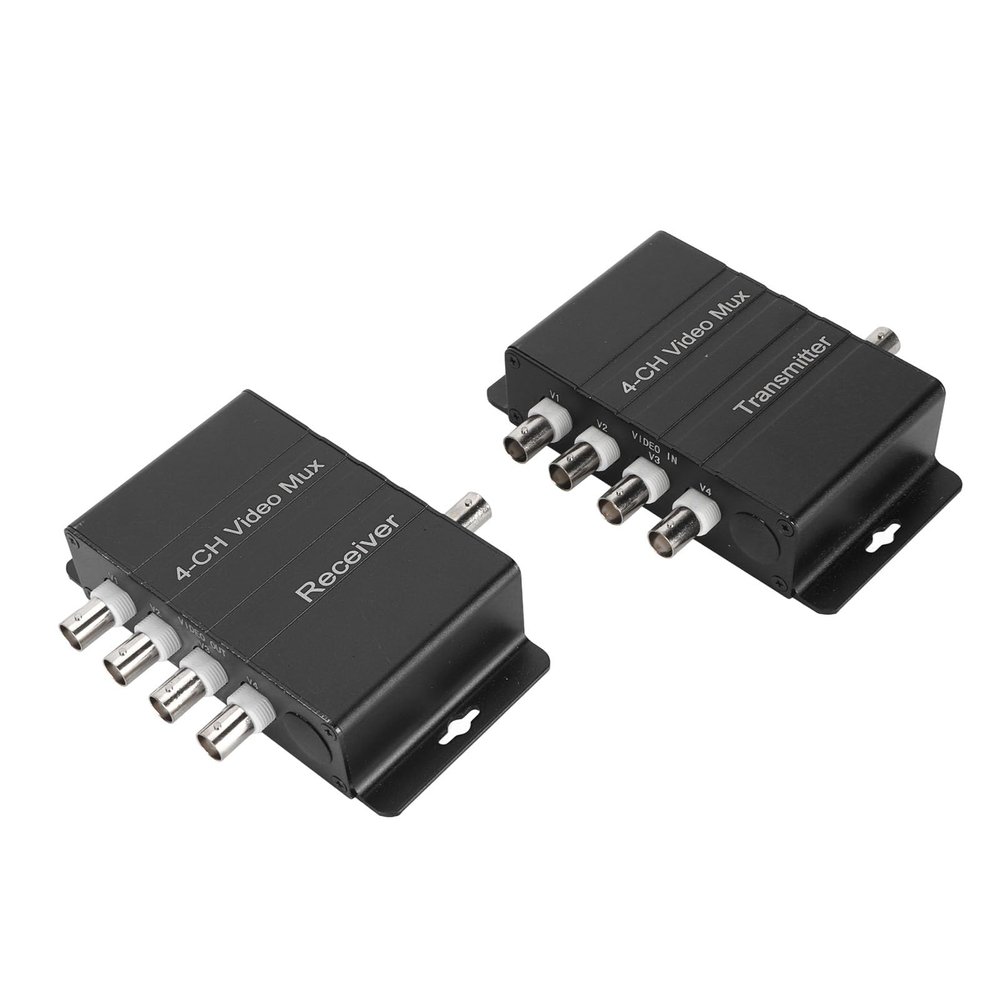 4 Channel Video Multiplexer, Long Transmission Distance, AntiInterference, BNC Head, Iron Shell, Single Core Coaxial Cable, DC12V, for Diversified Surveillance Solutions