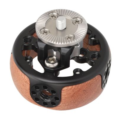 Ergonomic Wooden Handgrip for DSLR Camera Cage,Rosette Mount, 360 Degree Rotation, Aluminum Alloy Construction
