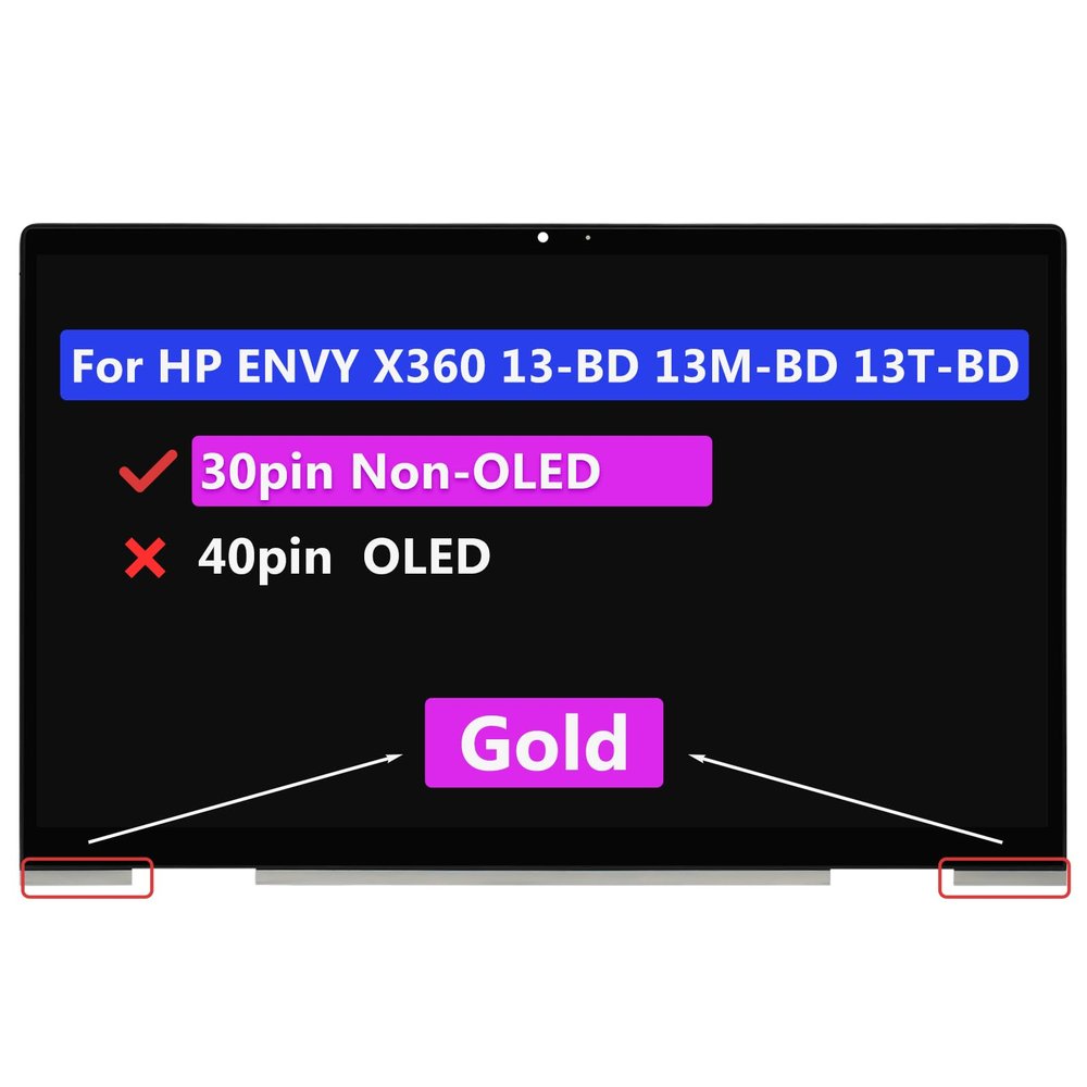 13.3" LCD Touch Screen Replacement Digitizer Assembly for HP Envy x360 13-bd0063dx 13m-bd0023dx M15282-001 M15283-001 (Non-OLED Type) 30 pin (FHD 1920 * 1080 Pale Gold)