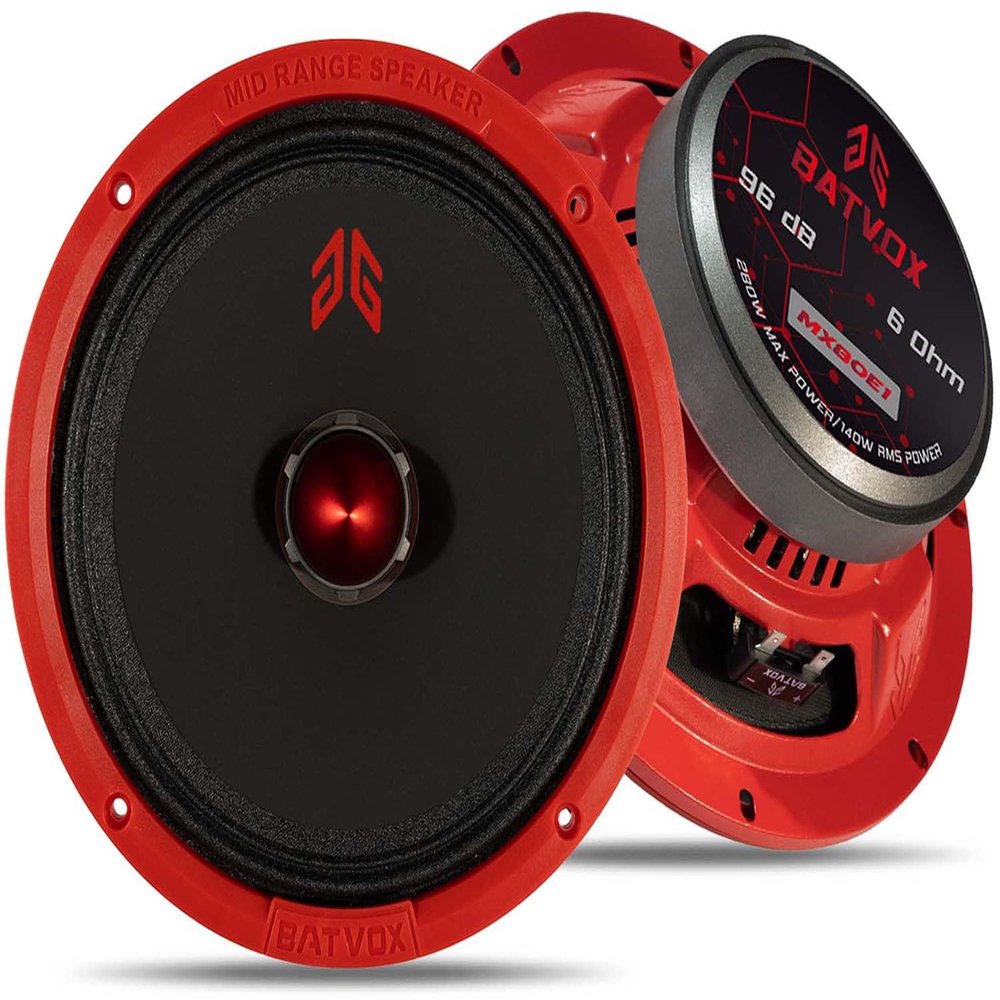 GRTSKY MX80E1 Loudspeaker 8 Inch Midrange 560 Watts 6 Ohms Red Bullet, Premium Quality Audio Door Speakers for Car or Truck Stereo Sound System, Red (2 Speakers)