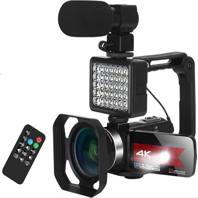 GREUIGNREINGRUG Digital Video Camera Vlogging Live Streaming 4K Camcorder 56MP 3.0Inch IPS Touch Screen WiFi IR Night Vision 18X Digital Zoom with 64G SD Card