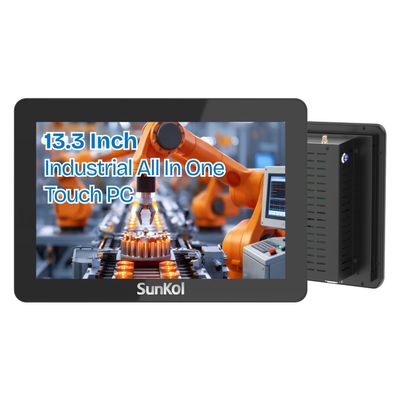 13.3 inch Embedded Industrial Panel PC, 10 Point Capacitive 1920*1080 Touch Screen, VESA Bracket, Win 10 Computer for Automation, HDMI, 2xLAN, 4xUSB, 6xRS232, VGA(J1900,8GB-DDR3 RAM 128GB SSD)