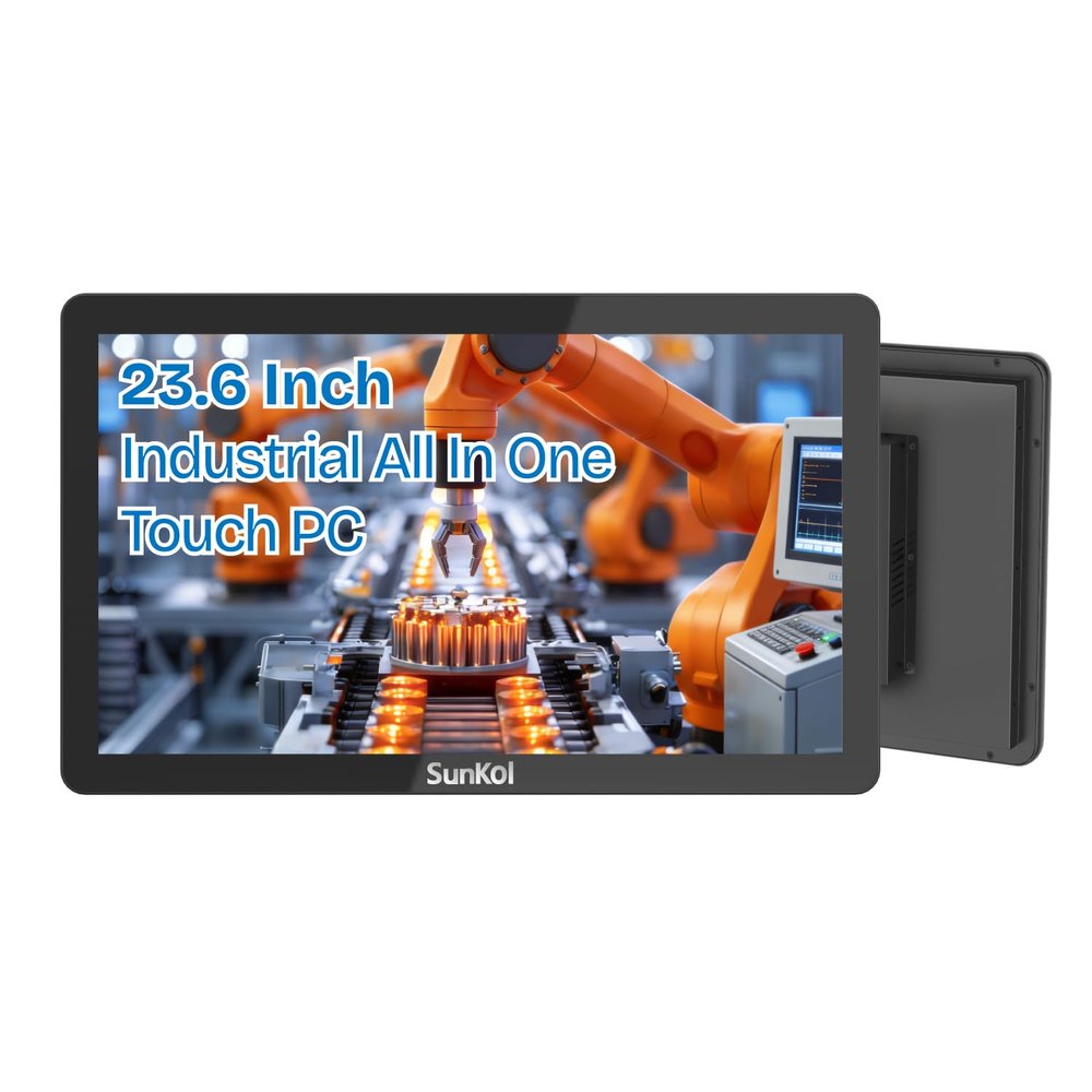 23.6 inch Embedded Industrial Panel PC, Capacitive 1920*1080 Touch Screen, VESA Bracket, IP65 Computer for Automation, HDMI, 2xLAN, 4xUSB, 2xRS485, 4xRS232(I5-7200U,No RAM & Storage & System)