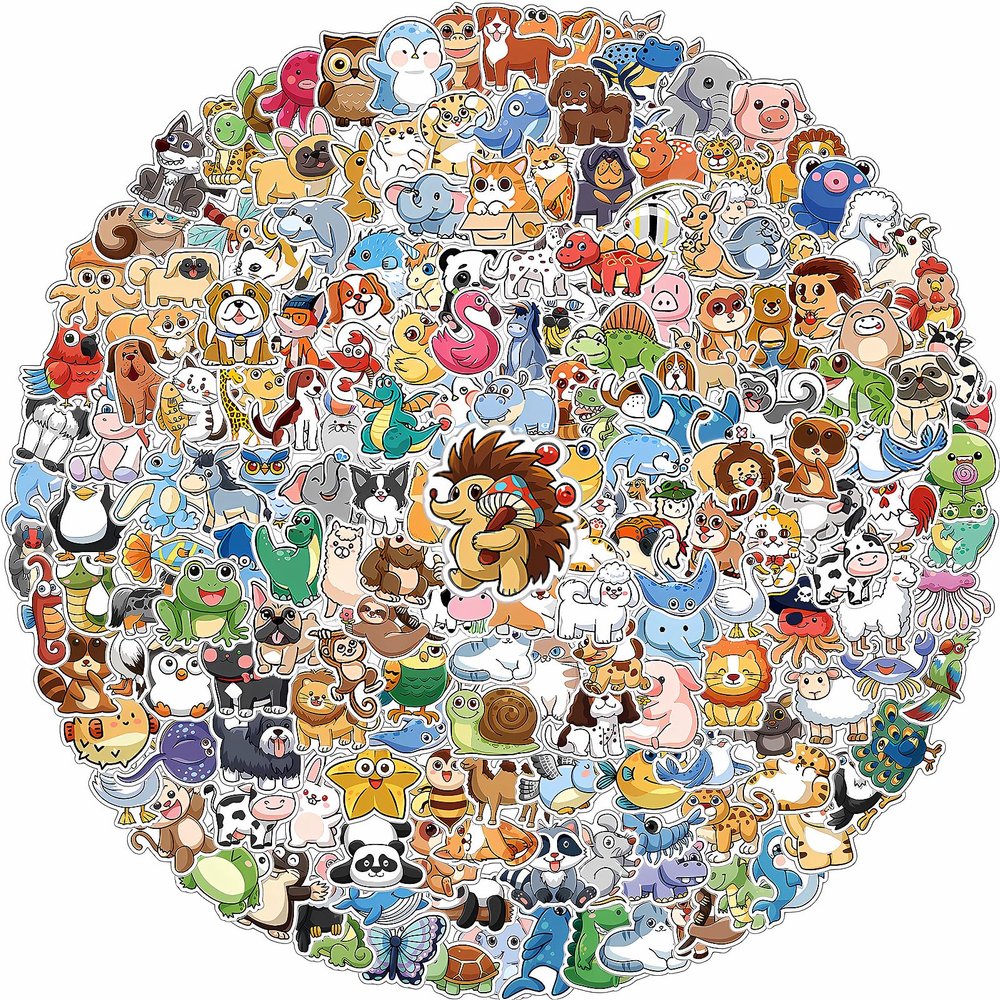200PCS Animal Stickers,Cute Animal Stickers for Kids 2-4,Waterproof Vinyl Stickers for Water Bottles,Laptop,Bumper,Skateboard,Kawaii Sticker Gifts