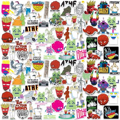 Aqua Teen Hunger Force Variety 100ct Vinyl Large Deluxe Stickers Variety Pack - Laptop, Water Bottle, Scrapbooking, Tablet, Skateboard, Indoor/Outdoor