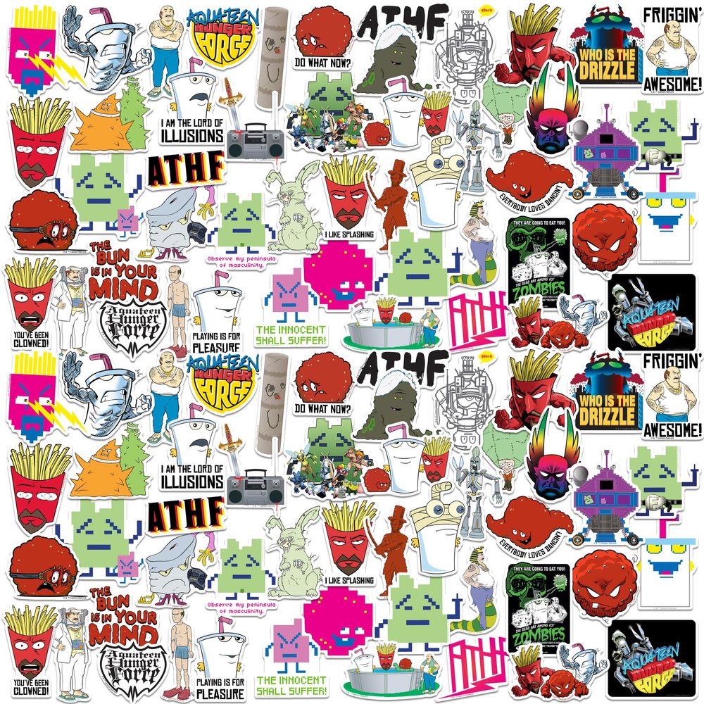 Aqua Teen Hunger Force Variety 100ct Vinyl Large Deluxe Stickers Variety Pack - Laptop, Water Bottle, Scrapbooking, Tablet, Skateboard, Indoor/Outdoor