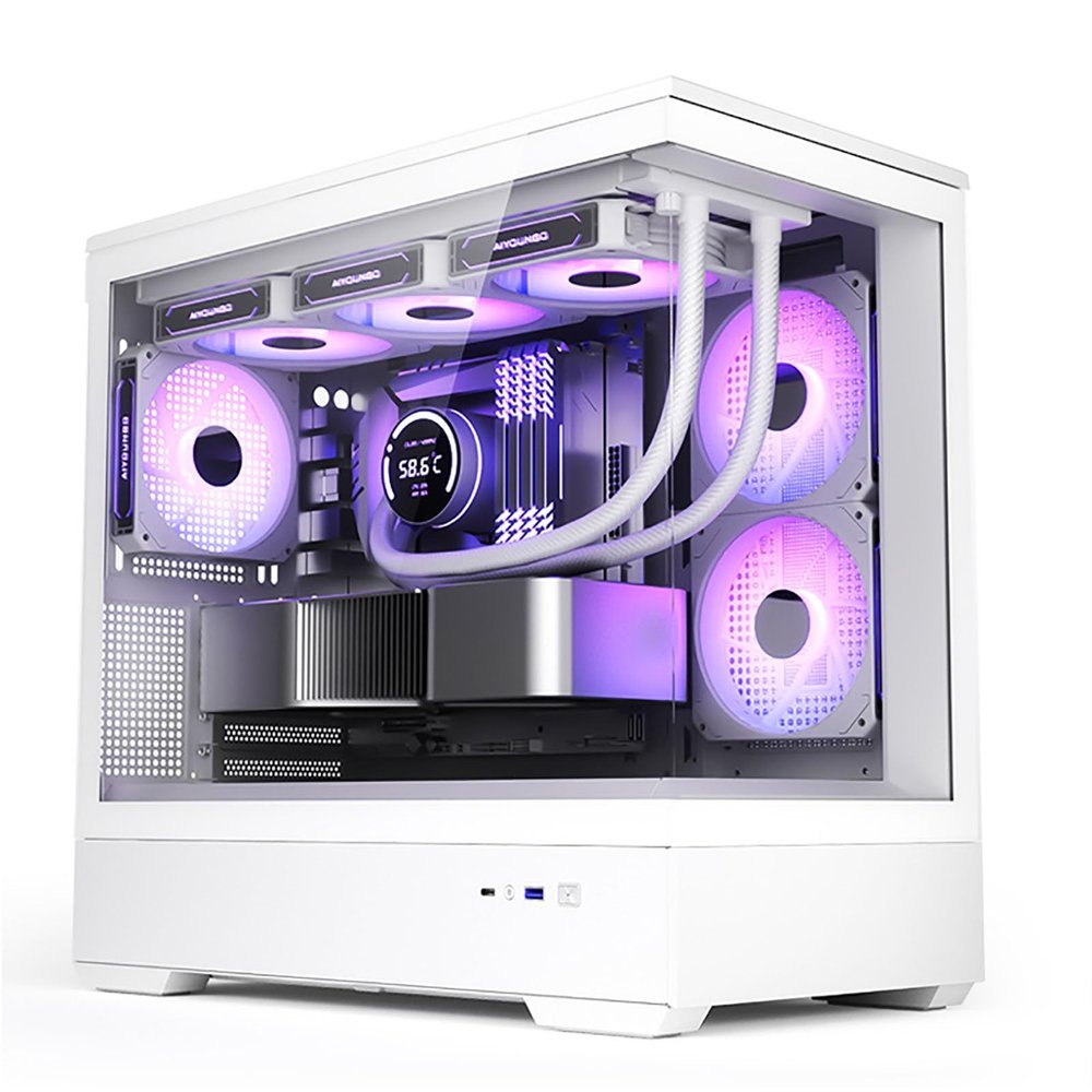 Computer Cases,Mid-Tower PC Gaming Case M-ATX/ITX - Front I/O USB 3.0 /Type-C Port - 270  Panoramic View Tempered Glass Panel - Water-Cooling Ready