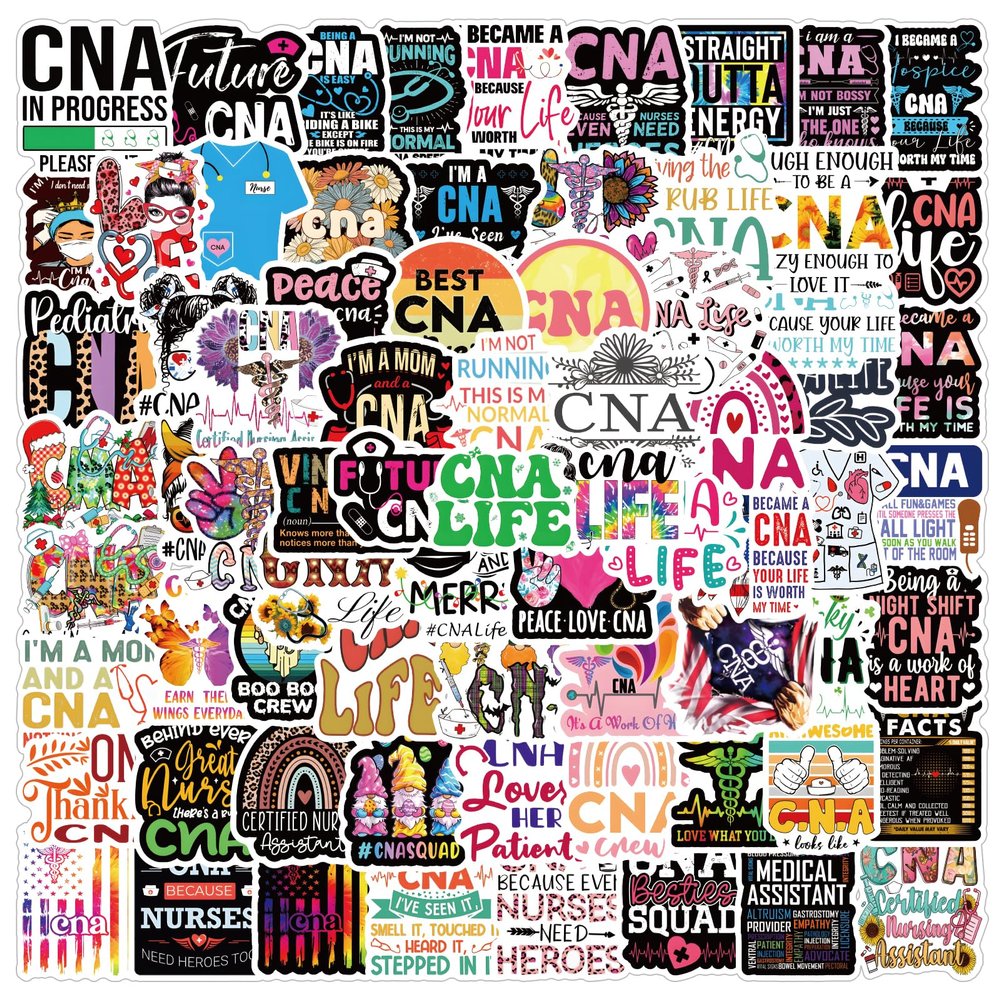 120Pcs CNA Stickers Pack, Life Aesthetic Vinyl Waterproof Sticker Decals for Water Bottle,Laptop,Phone,Skateboard,Scrapbooking,Bumper Choice for Fans for Party Supply