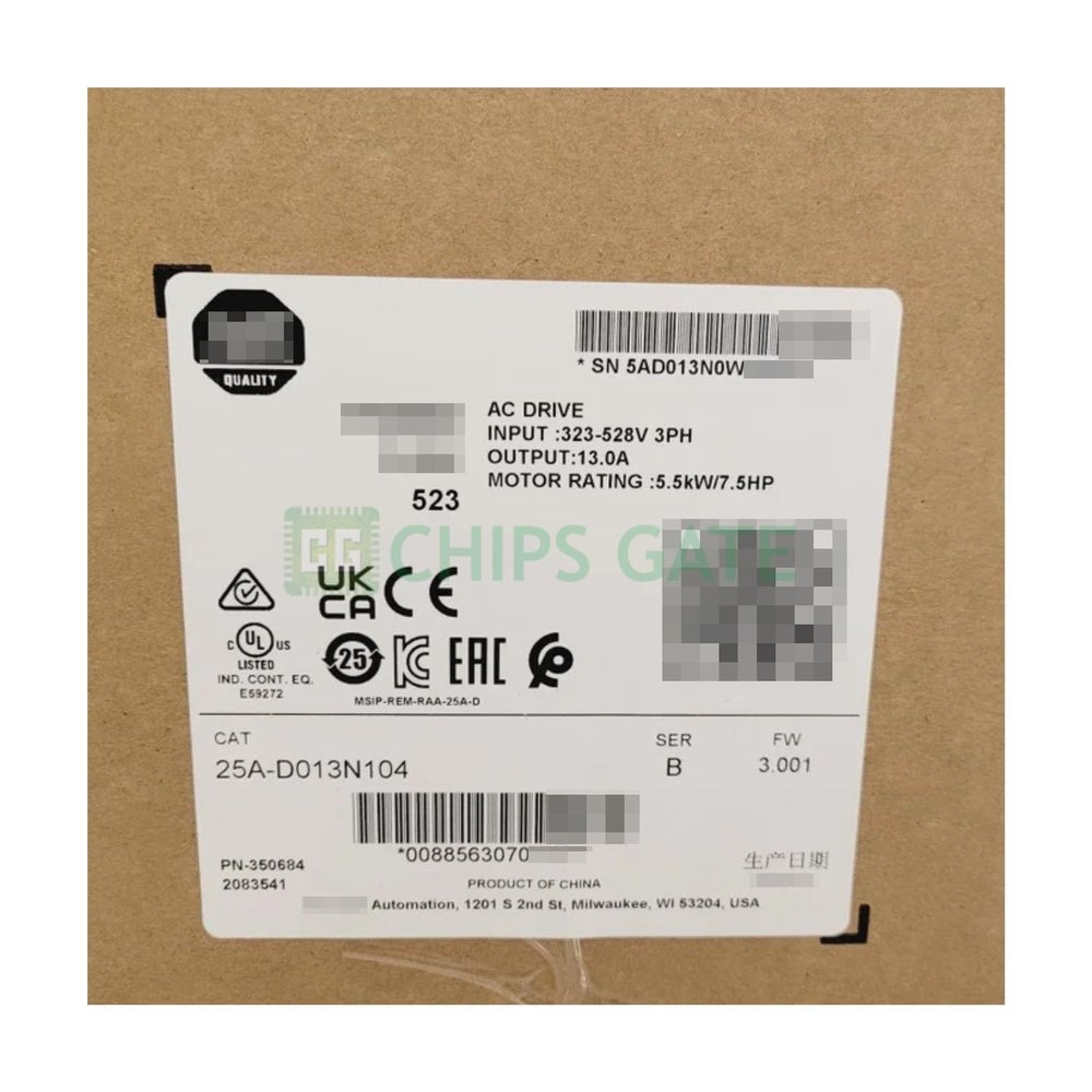 25A-D013N104 New in Box AC Drive 5.5kW 7.5HP PLC New Sealed