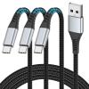 2FT USB C Cable Short, 3 Pack Braided USB to USB C Cable 2 Foot USB Type C Cable Fast Charging Car Charger Android for iPhone 16 15 Pro Max, Samsung Galaxy S23 S22 Ultra Note 20, Moto LG, Google Pixel view 1