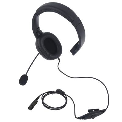 Pdflie Single Side Over-ear Headset Over The Head Headphone VOX PTT Boom Mic Two Way Radio Earpiece Compatible with Motorola Walkie Talkie dp2600 xpr 3300e 3500e 3300 3500 xirp 628(Black,Wired)