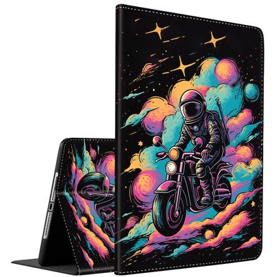 Case for New iPad 10th Generation Case 2022 10.9 Inch, Multi-Angle Smart Stand Cover Auto Sleep/Wake for iPad 10th Gen 10.9 inch 2022, Astronaut on Motorcycle