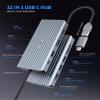 Tymyp 12 in 1 USB C Hub, USB C Docking Station, Three Displays with VGA, 2 * HDMI, Mac Pro/Air USB C Adapter(USB A 3.0,1Gbps Ethernet,PD 100W,3.5mm Microphone,SD/TF Reader) Dongle for Dell,HP,Lenovo view 4