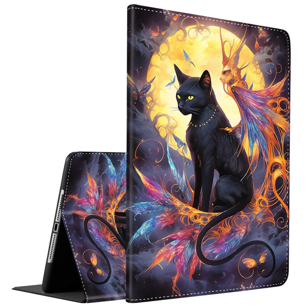 Case for iPad Pro 11 Inch 4th/3rd/2nd/1st Generation 2022/2021/2020/2018, Multi-Angle Smart Stand Cover Auto Sleep/Wake Fit iPad Air 4/5, Moon Cat