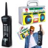 YOTHORN Inflatable Phone and Inflatable Radio Boombox,80s 90s Hip Hop Party Decoration,Music Themed Party Decorations,Rappers B-Boys Costume Accessory for Disco Retro Theme Party Decorations view 1