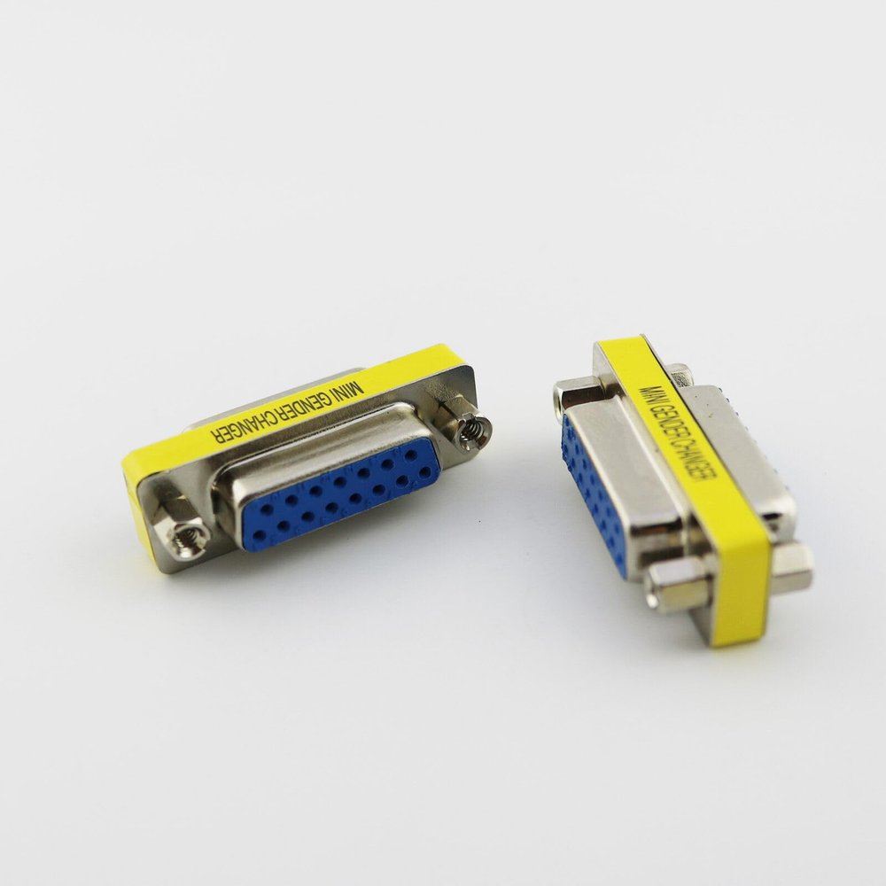 2PC VGA/SVGA DB15 D-SUB 15 Pin 2 Rows Female to Female Mini Gender Changer Adapter