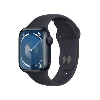 Apple Watch Series 9 [GPS 41mm] Midnight Aluminum Case with Midnight Sport Band S/M (Renewed)