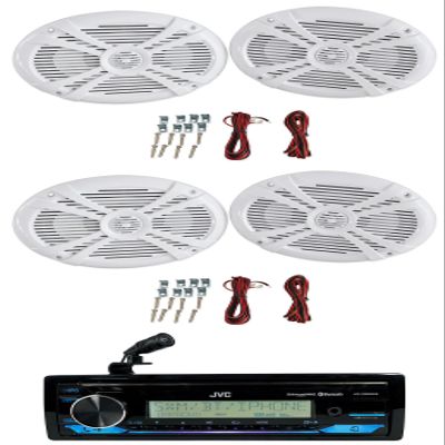 Audiosavings Bundle: JVC KD-X38MBS 1-Din Car/Marine/UTV/Motorcycle Stereo Receiver w/Bluetooth/USB Bundle with (2) Pair Rockville RMSTS69W 6x9 1000w Waterproof Marine Speakers 2-Way (3 Items)