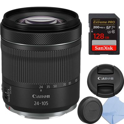 Canon RF 24-105mm f/4-7.1 is STM Wide-Angle Lens for mirrorless Camera and 128 Extreme Memory Card (Renewed)