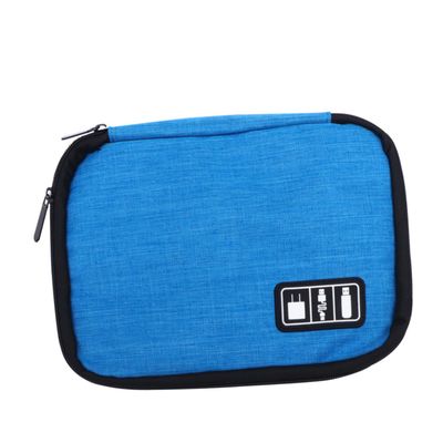 Uonlytech 1pc Portable Data Cable Organizer and Earphone Storage Bag Multi-function Pouch for Travel Compact Design Material for Cords and Accessories Blue
