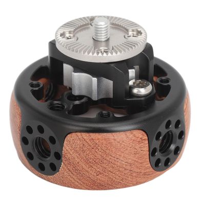 Ergonomic Wooden Side Handle for Camera Cage, Universal Extension Grip Connector for SLR Mirrorless Cameras, Handheld Stabilizer Shaped Wheel Design