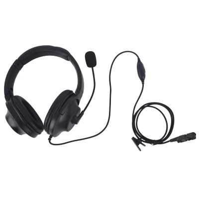 Pdflie Over-Ear Headset Over The Head Headphone VOX PTT Boom Mic Two Way Radio Earpiece Compatible with Motorola Walkie Talkie dp2600 xpr 3300e 3500e 3300 3500 xirp 628(Binaural,Black,Wired)