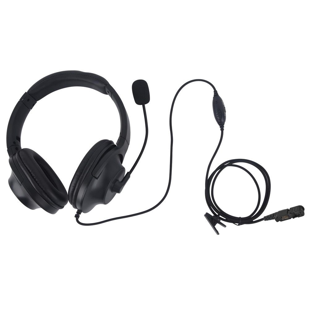 Pdflie Over-Ear Headset Over The Head Headphone VOX PTT Boom Mic Two Way Radio Earpiece Compatible with Motorola Walkie Talkie dp2600 xpr 3300e 3500e 3300 3500 xirp 628(Binaural,Black,Wired)