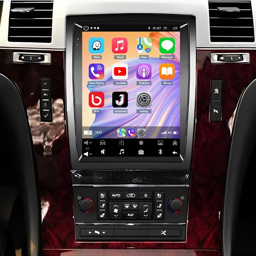 2G+32G Double Din Car Stereo for Cadillac Escalade/Sailway SLS 2007-2014 with Carplay Android Auto, 9.7" Touch Screen Android 13 Car Radio Receiver GPS Navigation WiFi Bluetooth BT SWC Backup Camera