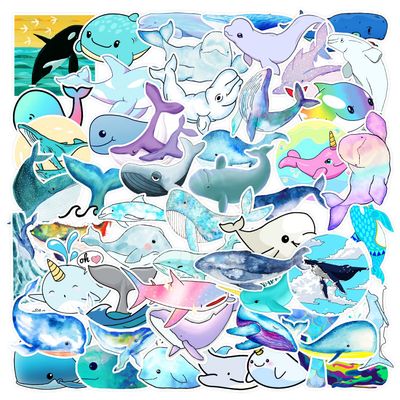 100 PCS Whale Stickers Waterproof PVC Vinyl Animal Decorative for Water Bottle Stickers Waterproof Vinyl Hydroflask Phone Skateboard Laptop Notebooks Stickers Gift to Friends Famils (Whale)