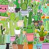100 PCS Cactus Stickers - Waterproof PVC Vinyl Decorative for Water Bottles, Hydroflask, Phones, Skateboards, Laptops & Notebooks - Gift for Friends & Family view 1