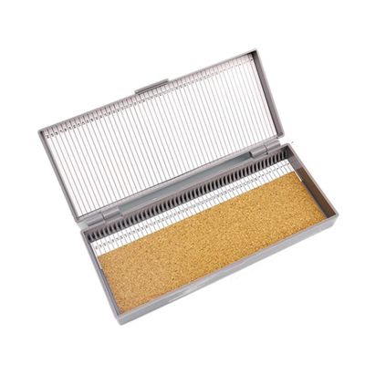 Microscope Accessories Kit 50 Pieces Slide Box of Thick ABS Material Box with Cork Pad Microscope Slides