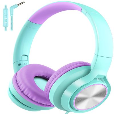 Voopwink Kids Headphones with Microphone, Wired Over Ear Headsets with Limited Volume 85dB/ 94dB for Boys Girls Teens Children Online School/Travel/iPad/Tablet/Cellphone