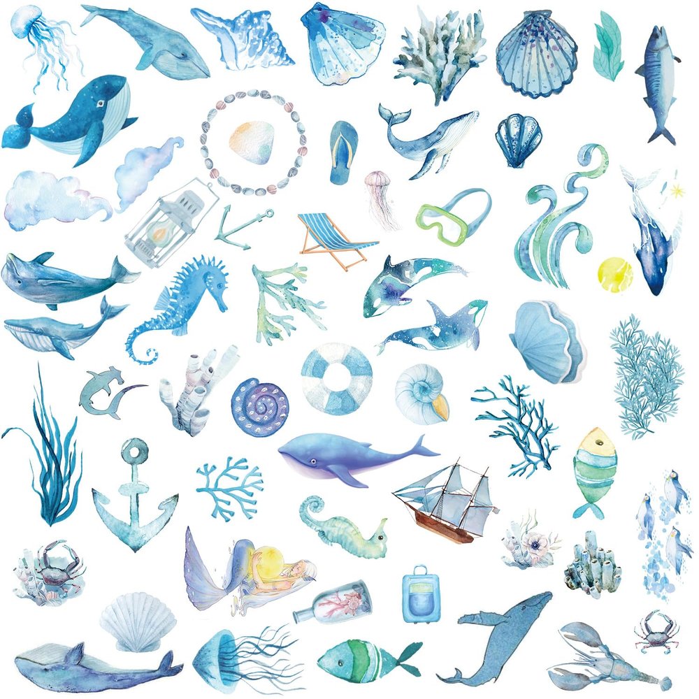 100 PCS Ocean Stickers Waterproof PVC Vinyl Animal Decorative for Water Bottle Stickers Waterproof Vinyl Hydroflask Phone Skateboard Laptop Notebooks Stickers Gift to Friends Famils (Ocean Animals)