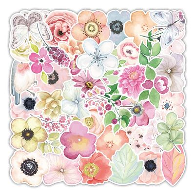 100 PCS Flower Stickers Waterproof PVC Vinyl Animal Decorative for Water Bottle Stickers Waterproof Vinyl Hydroflask Phone Skateboard Laptop Notebooks Stickers Gift to Friends Famils (Flower)