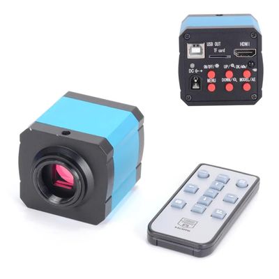 Microscope Accessories Kit 14MP Digital Machine Vision Industrial Microscope Camera 100X C-Mount Zoom Lens 56LED Light Microscope Slides (Color : Blue Camera)